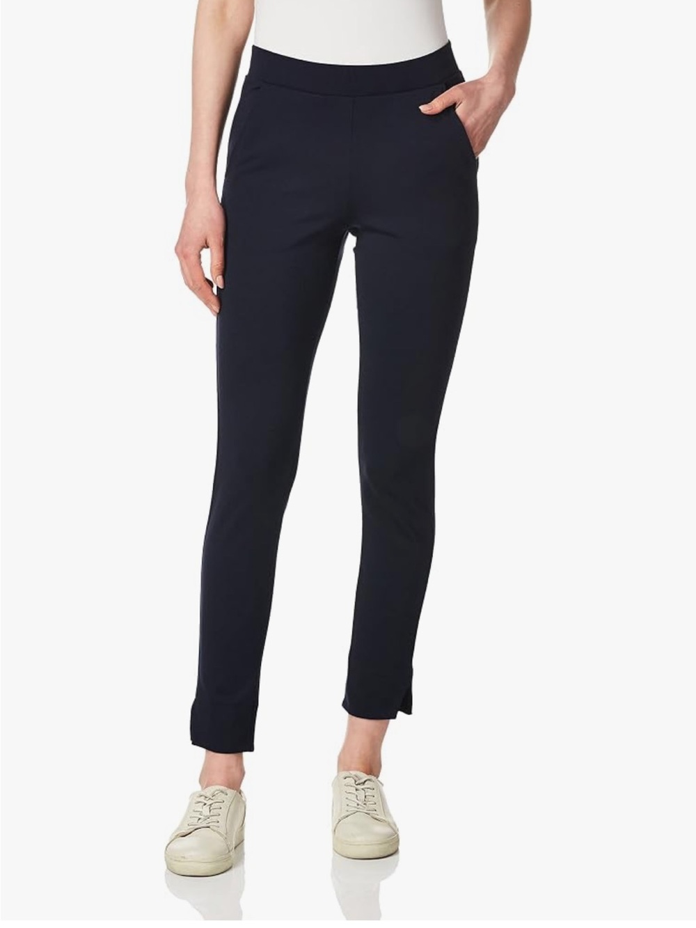 HUE Women’s Ponte 7/8 Leggings Black Pull-On Pants Size L
